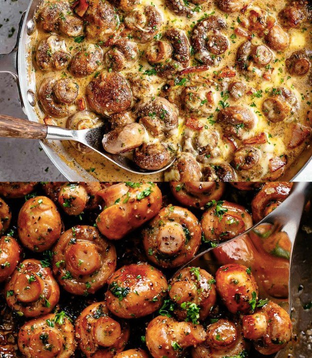 Pieczarki czosnkowe w pysznym sosie śmietanowym w kilka minut