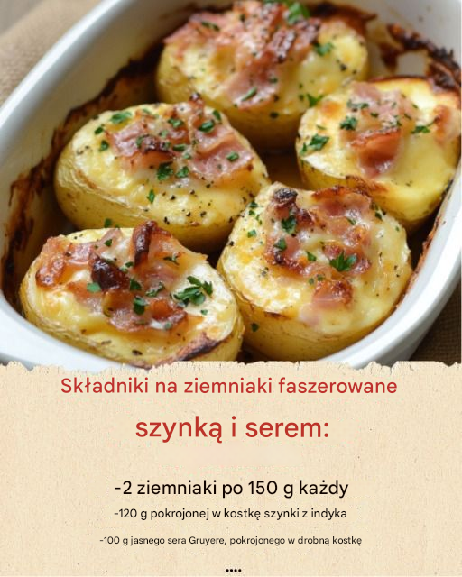 WW Ziemniaki faszerowane szynką i serem Liczba porcji: 4 Czas gotowania: 55 minut Poziom trudności: Łatwy Składniki : 2 ziemniaki (po 150 g) 120 g pokrojonej w kostkę szynki z indyka zobacz resztę przepisu w pierwszym komentarzu👇👇