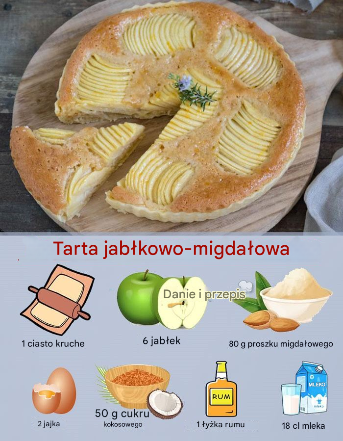 Tarta z jabłkami i migdałami 👇👇👇 Przepis w pierwszym komentarzu… Zobacz więcej