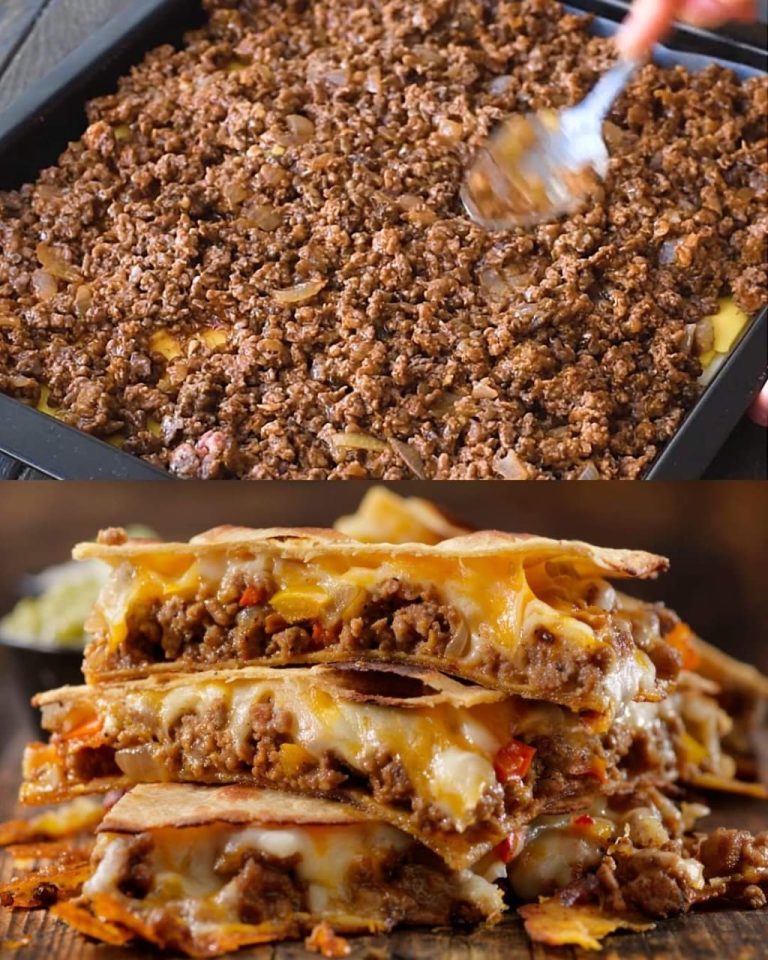 Quesadilla z cheeseburgerem na blasze