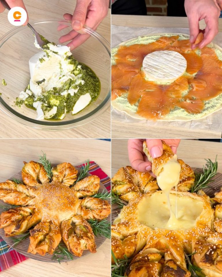 Ciasto francuskie ze słonecznikiem: przepis na oryginalną przystawkę z serem brie i łososiem