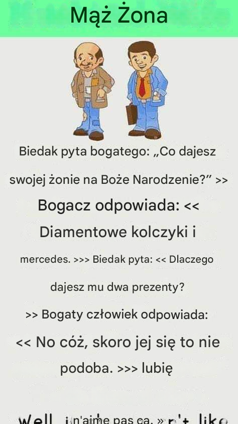 Biedny człowiek spotyka bogatego człowieka na Boże Narodzenie