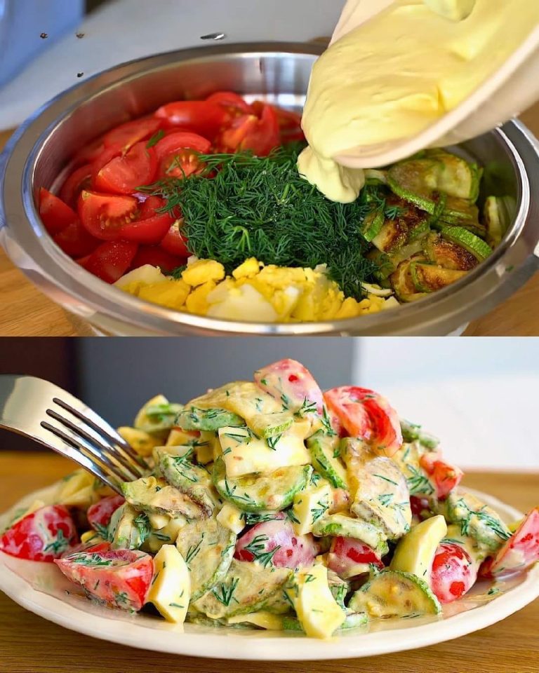 Sałatka z cukinii i pomidorów z sosem jogurtowo-musztardowym