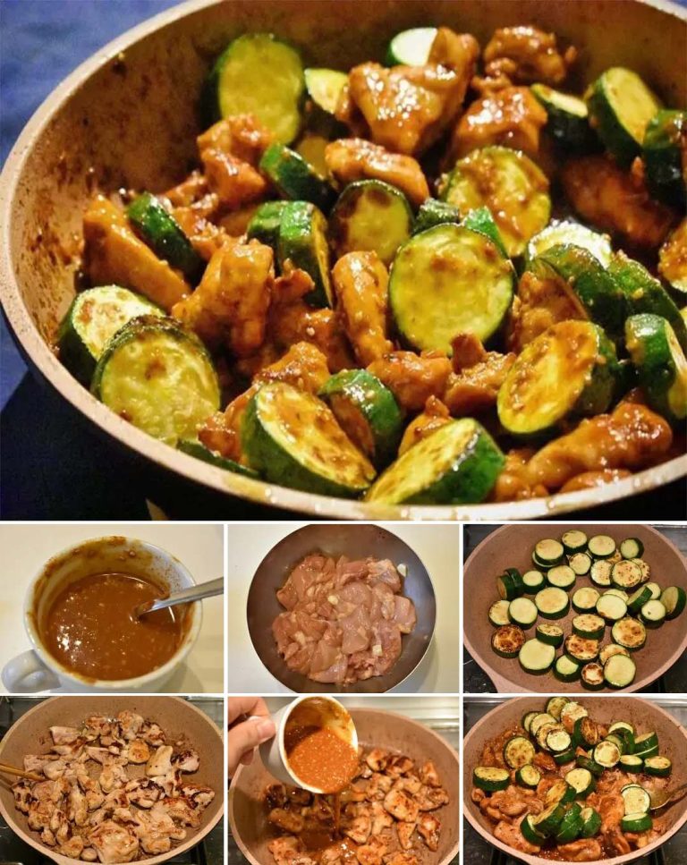 Kurczak i cukinia sauté z sosem sojowym