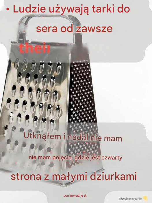 Wybierz czwartą stronę tarki do sera